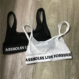 Assholes Live Forever sheer bralettes